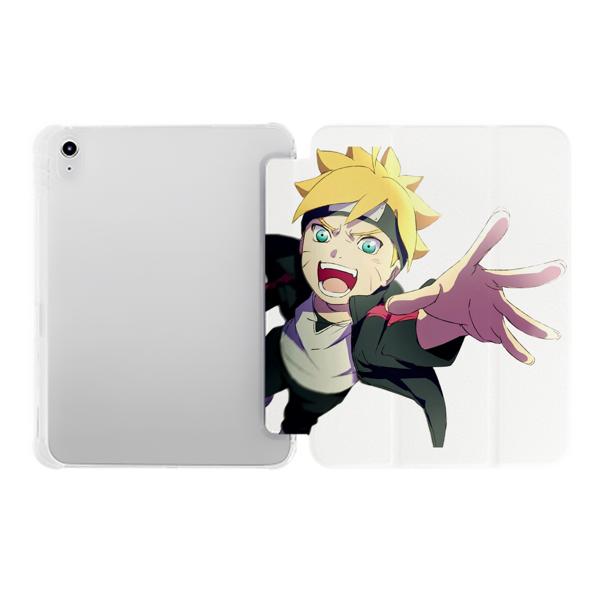（画像用） NARUTO -ナルト- うずまき ボルト Uzumaki Boruto IPad ケース ペン収納付き 三つ折りスタンド PUレザー×シリコン 対応機種9.5/10.5/10.9インチ